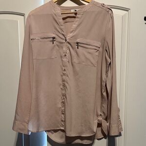 Calvin Klein Blush Pink Blouse with Zipper Details
